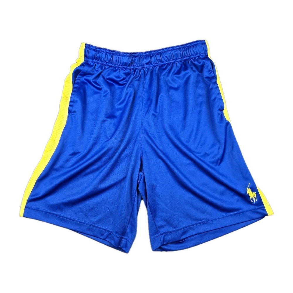 Polo Ralph Lauren Performance Shorts Boys Large Blue Yellow Athletic Gym Preppy